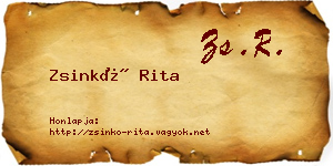 Zsinkó Rita névjegykártya